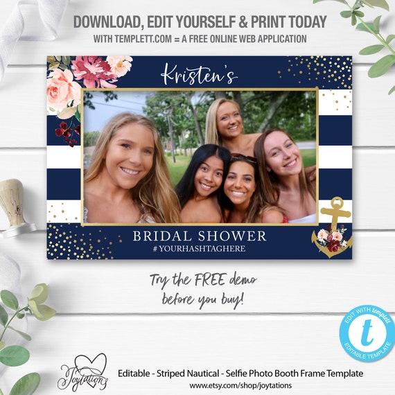 Editable Nautical Selfie Photo Booth Prop Frame Template Bridal Shower Navy Instant Download Flowers Wedding Printable Floral 6n By Joytations Catch My Party Editable Nautical Selfie Photo Booth Prop Frame Template Bridal Shower Navy Instant Download Flowers Wedding Printable Floral 6n By Joytations Catch My Party