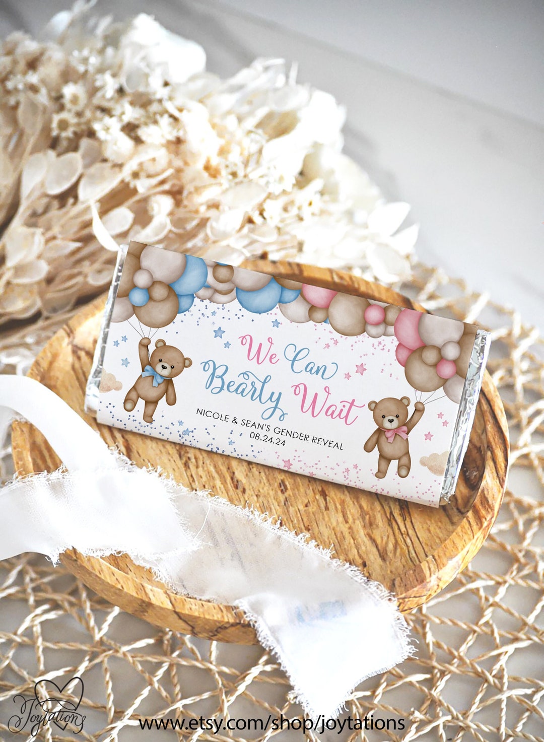 Teddy Bear Gender Reveal Hershey's Chocolate Bar Wrapper, He or She ...