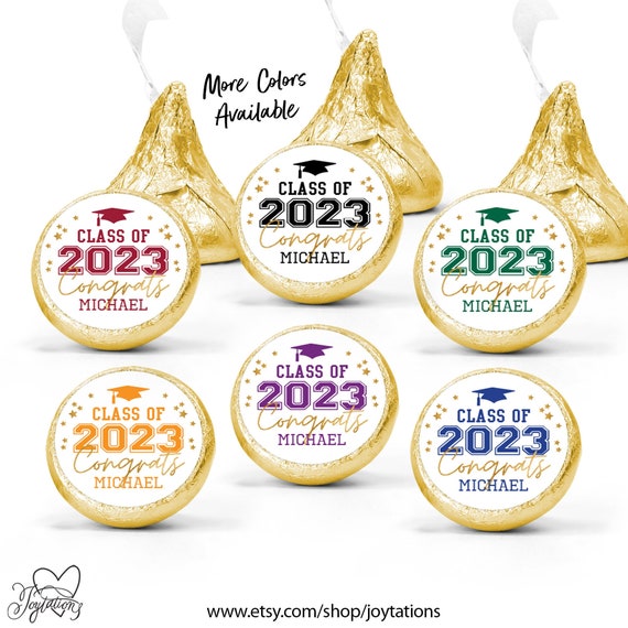 Custom Graduation Party Hershey Kisses Stickers Printed, Graduation ...