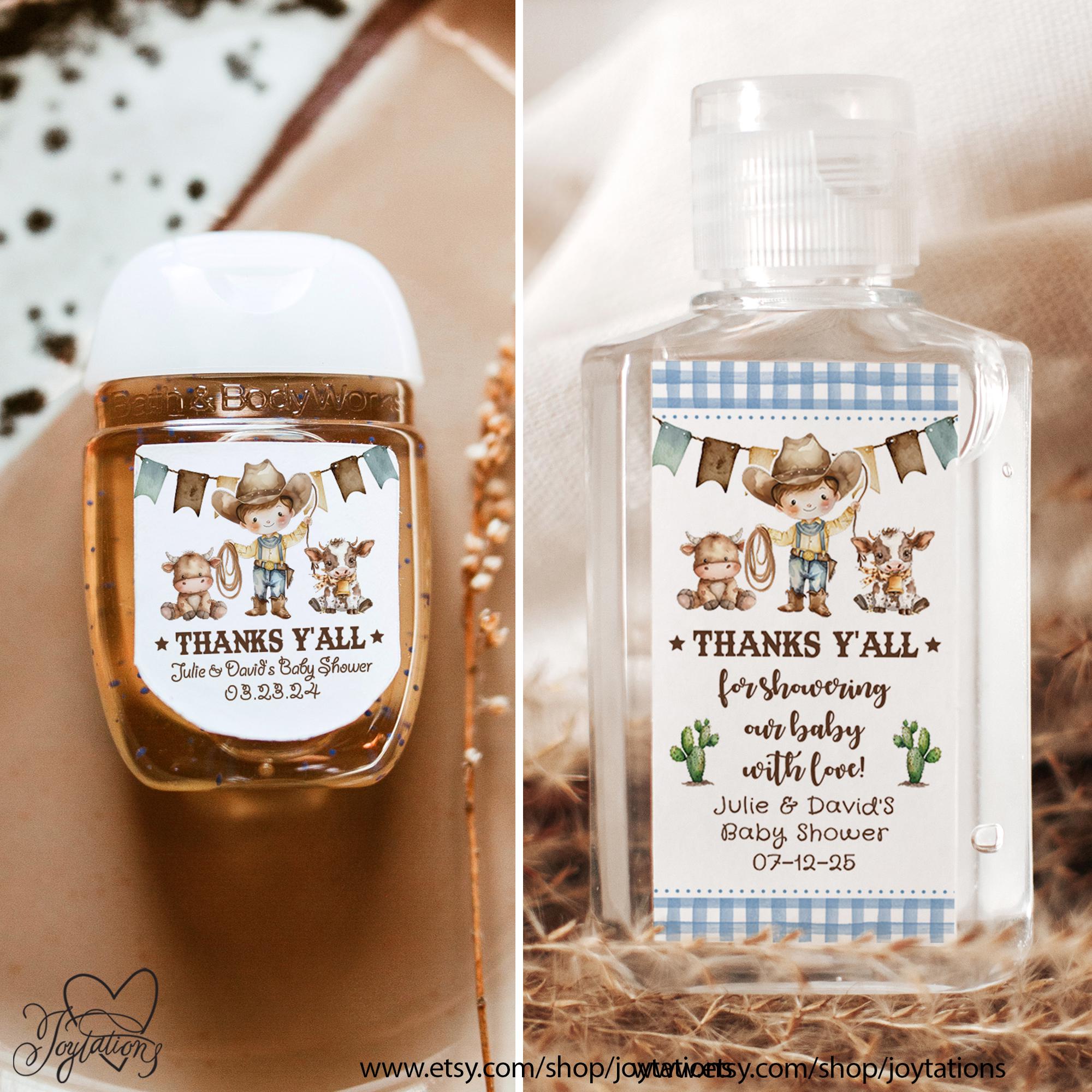 Cowboy Baby Shower Favor Hand Sanitizer Labels Printed, Western Baby ShowerSanitizer Label For Boy, Wild West Baby Shower Sanitizer Label,6C
