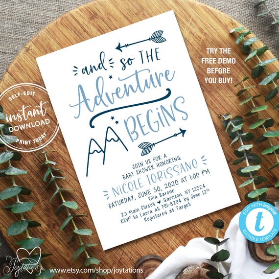 Free Printable Adventure Baby Shower Invitations