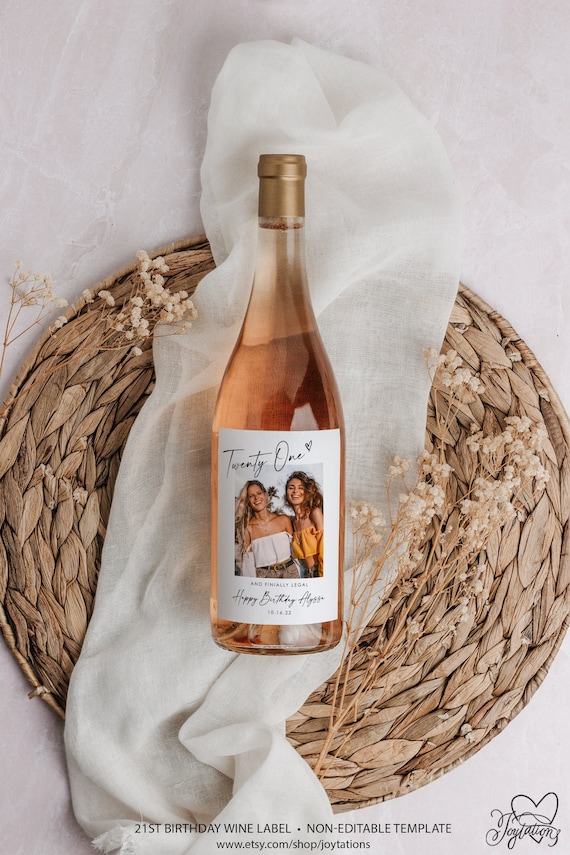 Custom Finally Legal 21 Birthday Wine Label With Photo, 21st Wine Label, Birthday Wine Label, 21st Birthday Gift For Her, Twenty One, 2M