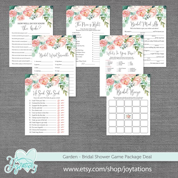Bridal Shower Game Package Deal, Flowers, Floral, Garden, Greenery, Rustic, Savings, Set, Bundle, Bachelorette Party Games, Wedding, 3G Il_570xn