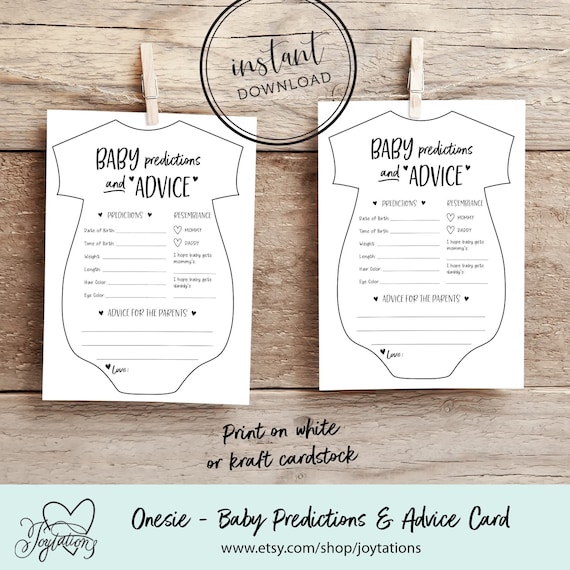 Baby Predictions and Advice Baby Shower Game Printable | Etsy