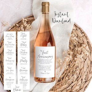 Marriage Milestone Wine Bottle Labels, Instant Download, Printable, Set of 14, Wedding Gift, Wedding Ideas, Wedding Wine Labels, 1M