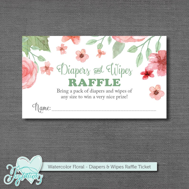 diapers and wipes raffle ticket insert card and sign printable etsy