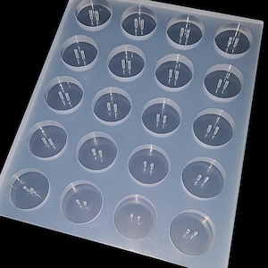 Round Button 35mm x 10mm 20 Cavity Food & Heat Safe Silicone Mould.  Dot, Circle Multi for Chocolate, Resin, Pendants, Jewellery. Crafts.