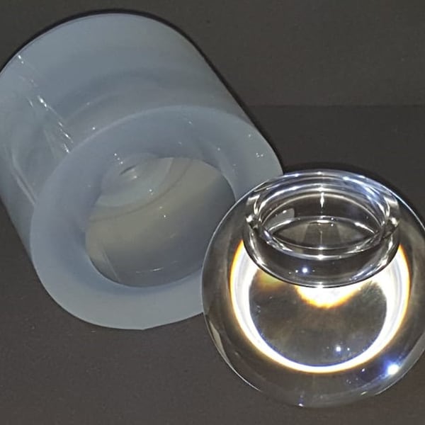 Sphere Tea Light 8cm Votive Candle Holder. Food & Heat Safe Silicone Mould.  For Resin, Concrete, Plaster.