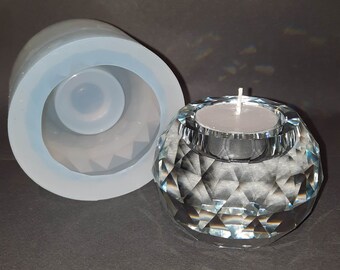 Faceted Sphere Tea Light 8cm Votive Candle Holder. Food & Heat Safe Silicone Mould.  For Resin, Concrete, Plaster.