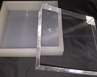 Square 25cm x 5cm Sharp Corner Square Food & Heat Safe Silicone Mould.  large Block, Slab, Brick, Tile for Resin, Soap, Jewellery, Crafts.