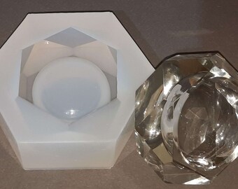 Faceted Hexagon Tea Light 9cm x 3.5cm Votive Candle Holder. Food & Heat Safe Silicone Mould.  Tealight for Resin, Concrete, Plaster.