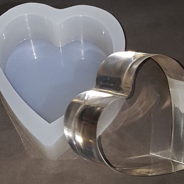 Heart 10cm x 10cm x 5cm Food & Heat Safe Silicone Mould.  Block, Brick for Resin, Soap, Jewellery, Crafts.