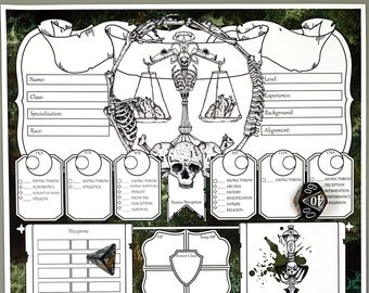 Necromancer DnD 5e Character Sheet Digital Download