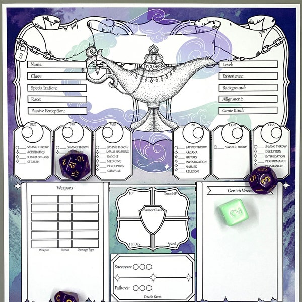 Warlock DnD 5e Character Sheet | DnD Character Journal | Dungeons and Dragons | DnD Fillable PDF | DnD Notebook | TTRPG | DnD Accessories