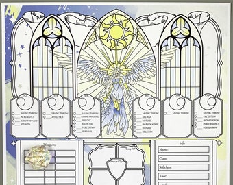 Cleric DnD 5e Character Sheet | DnD Character Journal | Dungeons and Dragons | DnD Fillable PDF | DnD Notebook | TTRPG | Light Domain Cleric