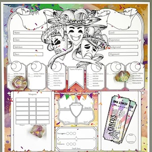 Bard DnD 5e Character Sheet Digital Download