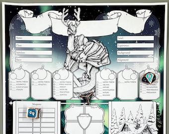 Christmas Solstice DnD 5e Character Sheet | DnD Character Journal | Dungeons and Dragons | DnD Fillable PDF | DnD Notebook | DnD Xmas