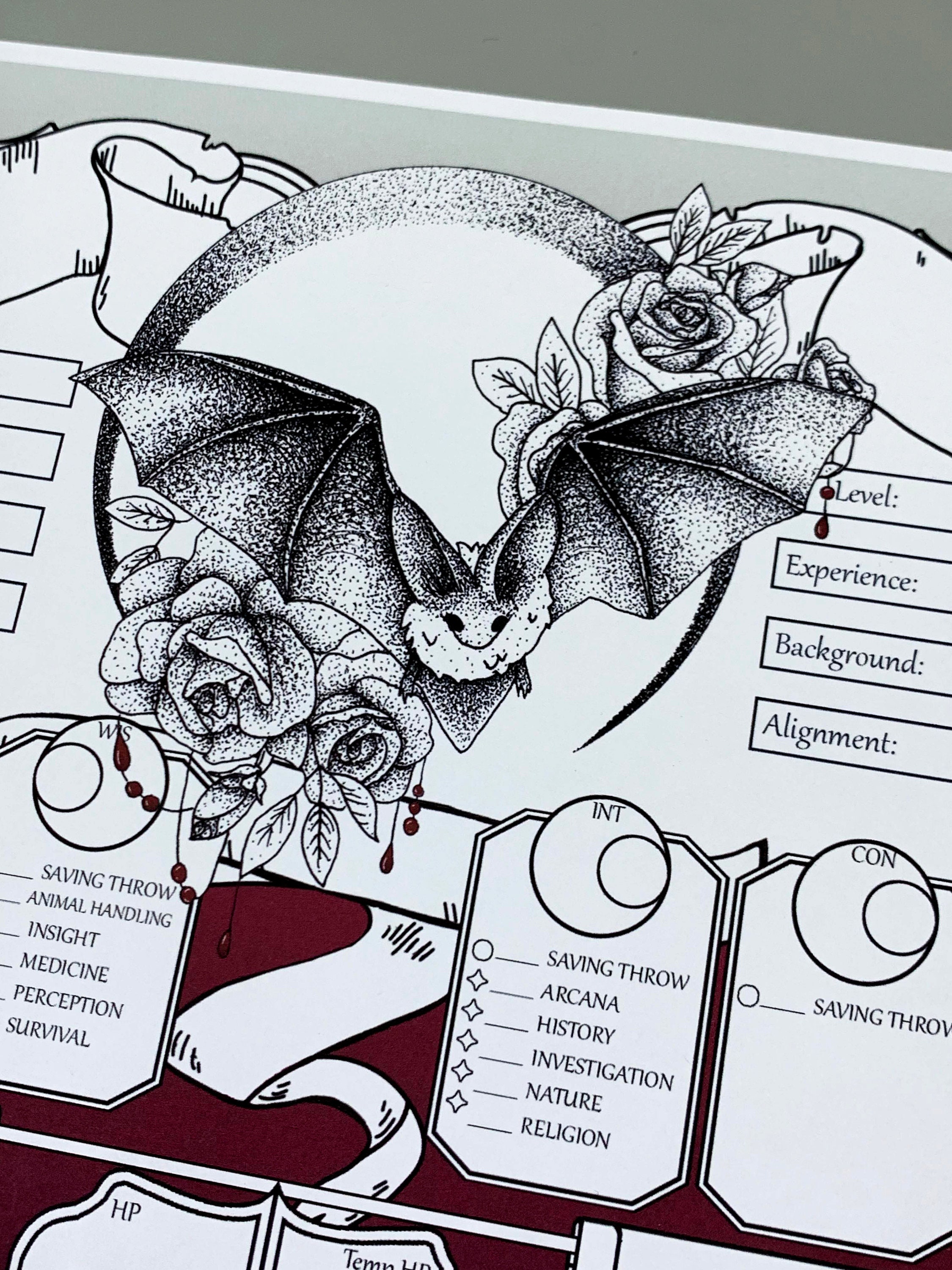 Dnd Character Sheet Vampire Form Fillable Pdfs and Pngs - Etsy UK