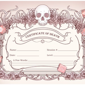 Certidão de óbito de DnD | Dungeons and Dragons | Pathfinder | TTRPG | Certidão de óbito | Acessórios de DnD | Adereços de DnD | PDF preenchível de DnD