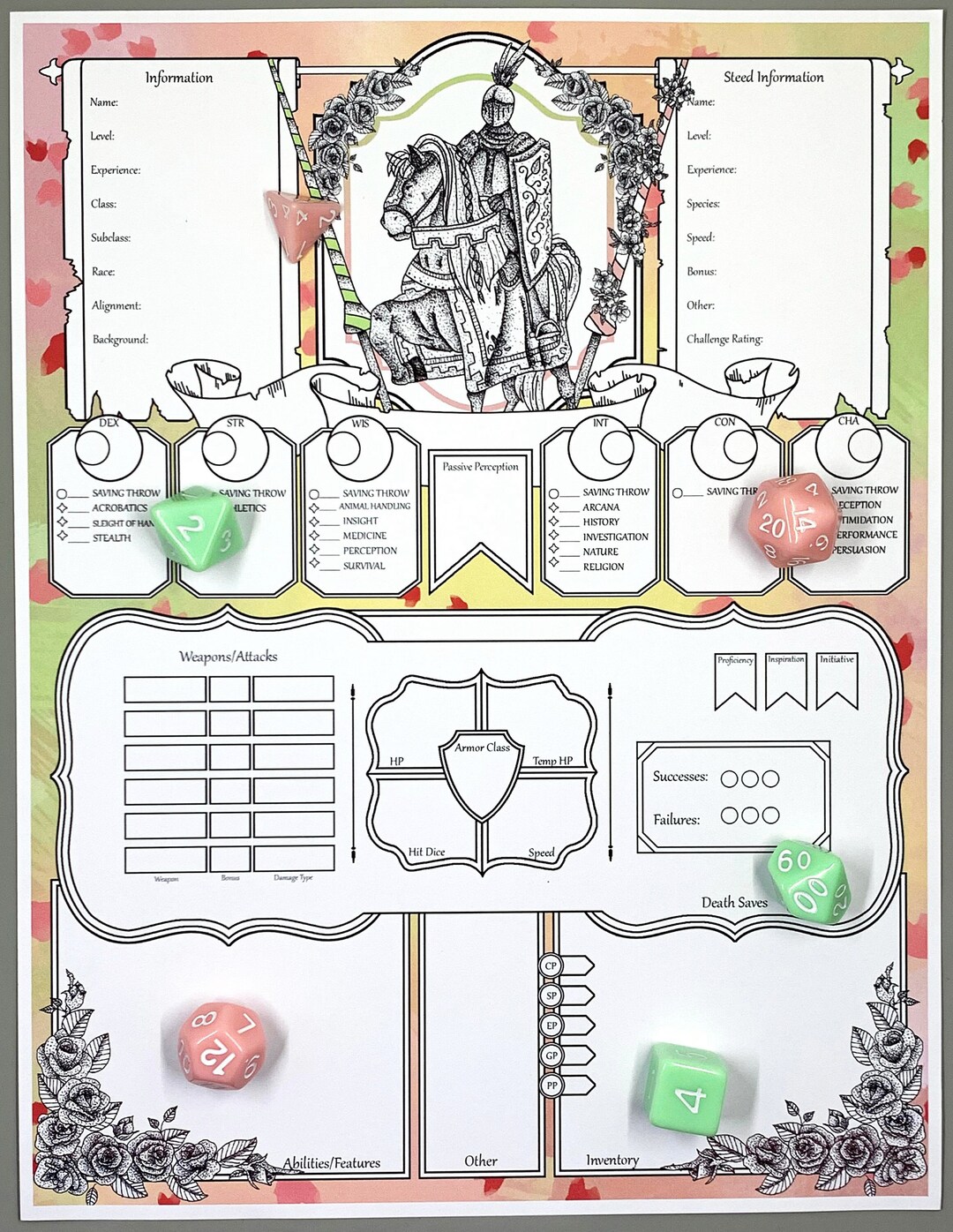 Hoja De Personajes De Fighter DnD 5e Diario De Personajes De DnD 