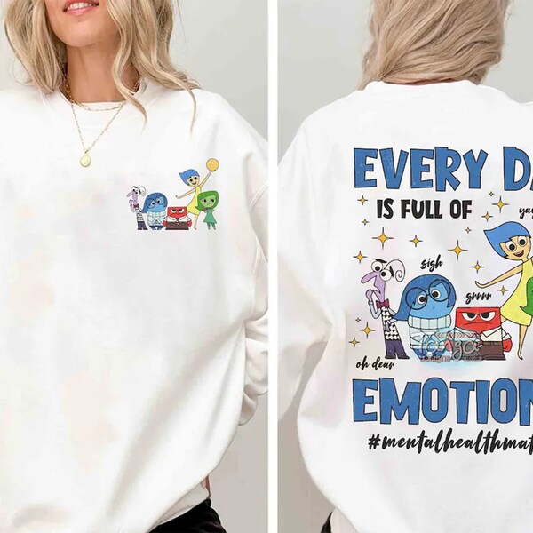 Two-Sided Every Day Emotions Mental Health Matter T-shirt, Disney Inside Out Therapy Psychology Tee, Disneyland Family Vacation 2024 Trip