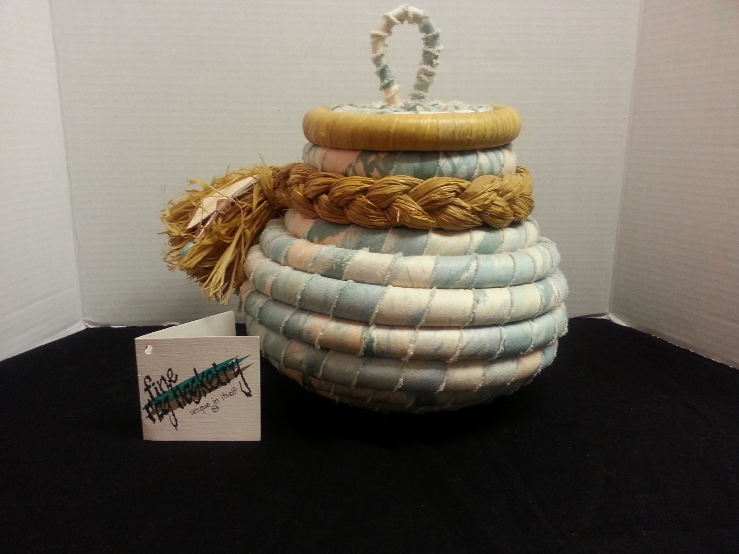 Coiled Rag Rope Basket With Lid by Fine Rag Basketry Etsy