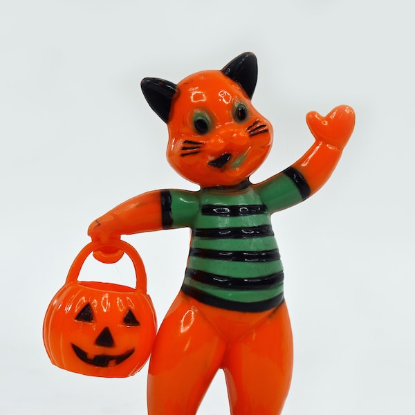 Rosbro Halloween Cat on Wheels Candy Container Pull Toy