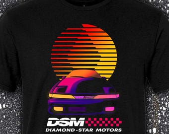 Dusk Blue - Vaporwave DSM Shirt. (Front Only) - Diamond Star Motors. Eclipse Talon Laser.