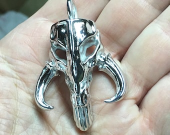 Rhodium plated stainless steel large Mythosaur pendant