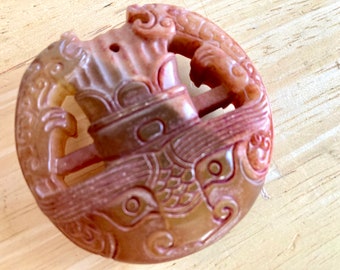 GOD FACE Asian Art Medallion Hand Carved