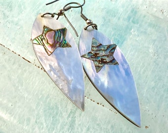 MOTHER of PEARL STAR Hook Earrings