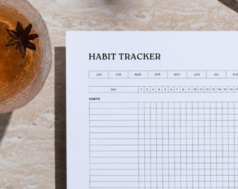 Habit Tracker Printable | Habits Monthly Goal Planner
