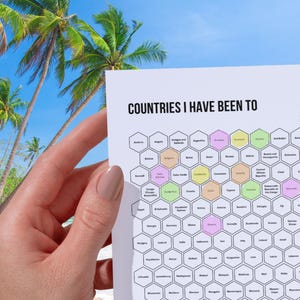 Pays que j'ai visités - Carte de voyage en couleur imprimable, téléchargement immédiat