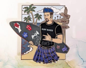 Surf Naked Priestly Enamel Pin