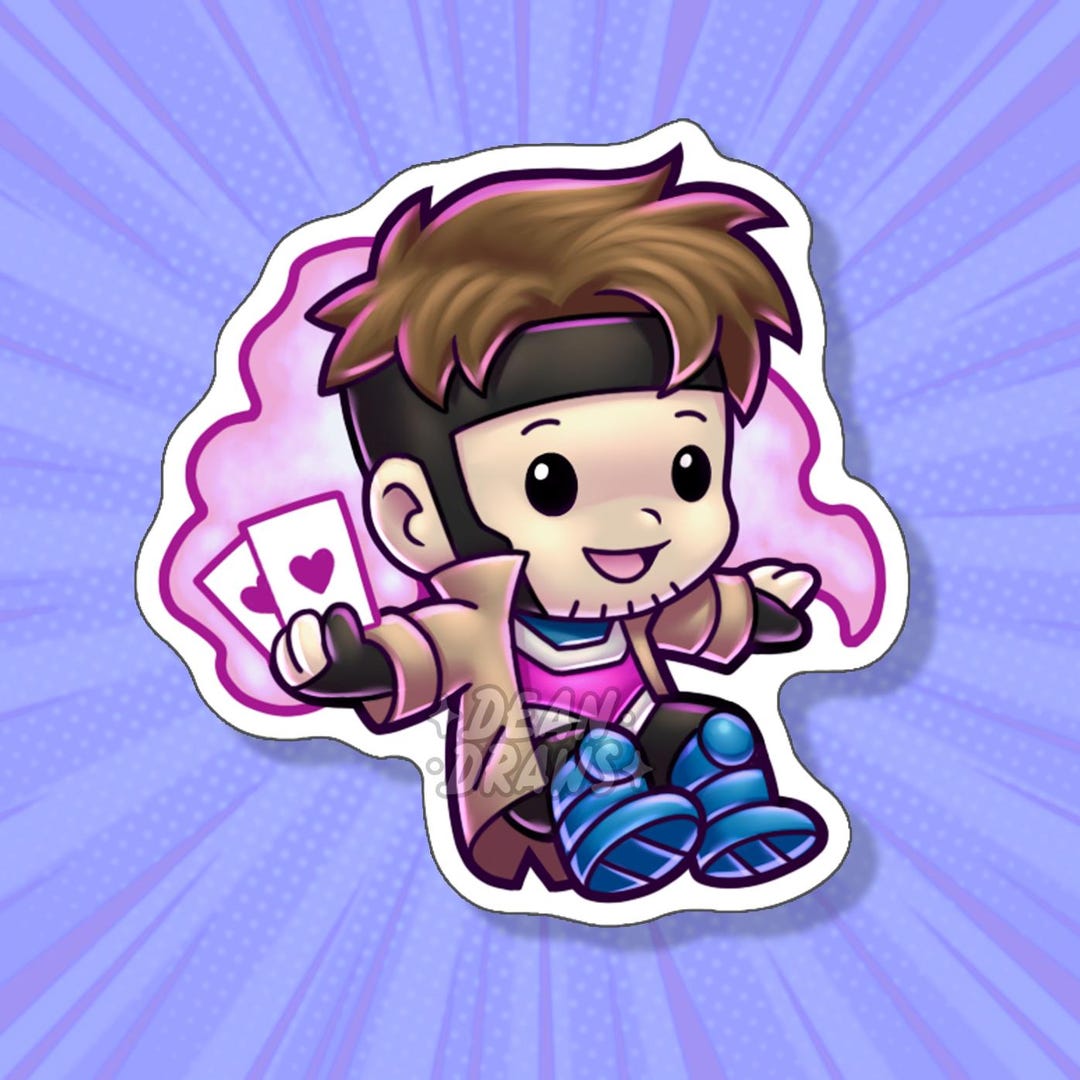 Gambit Chibi Waterproof Sticker - Etsy