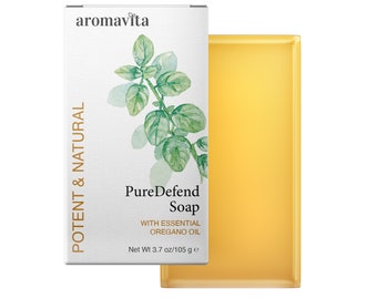 Pure Defend Oregano-Öl-Seife | Natürliche Reinigungsseife | Erfrischende Seife für Körper- und Hautpflege | Ideal für den täglichen Gebrauch