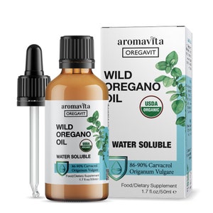 Organic Water Soluble Wild Oregano Oil – Handpicked, 100% Pure, Vegan & Chemical-Free- natural support for digestive-respiratory.