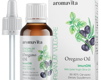 Aromavita ImunON Greek Oregano Oil -86-90% Carvacrol –Natural, Vegan Dietary Supplement- For Immune, Digestive Support & Respiratory Health