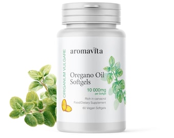 Oregano Oil Capsules – Pure Greek Oregano with 86-90% Carvacrol | Natural, Vegan Supplement, 60 Softgels