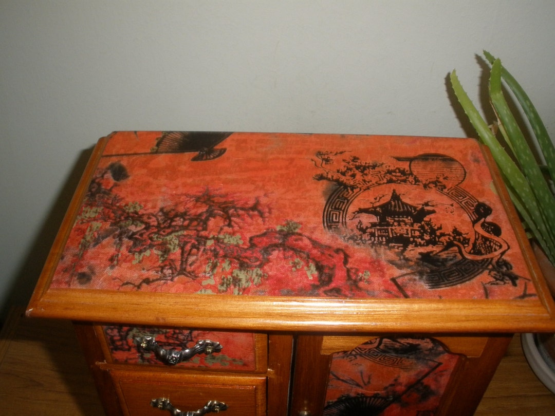 Oriental Style Jewelry Armoire, Upcycled, Jewelry Organizer Box, 5th