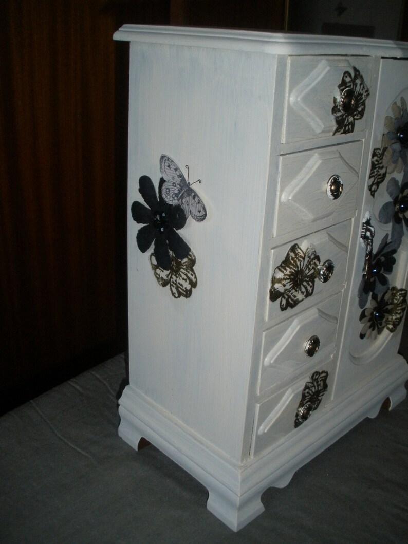 Upcycled Decoupage Jewelry Armoire Musical Jewelry Box Etsy