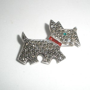 Vintage Sterling Silver Scottie Dog Brooch, Art Deco Scotty Dog Pin, Scottish Terrier Pin, Scottie Dog Tie Clip, Dog Lover Gifts for women