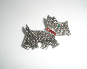 Vintage Sterling Silver Scottie Dog Brooch, Art Deco Scotty Dog Pin, Scottish Terrier Pin, Scottie Dog Tie Clip, Dog Lover Gifts for women