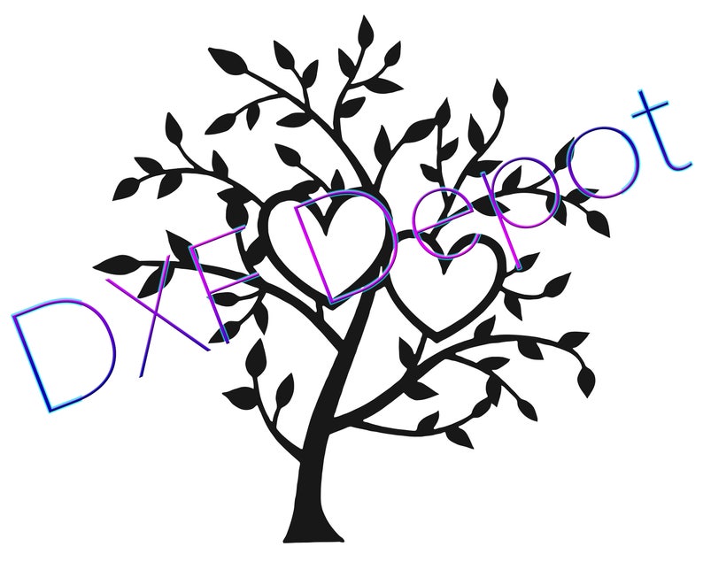 Download Love Tree Hearts DXF Vector Art Clip Art Png AI | Etsy