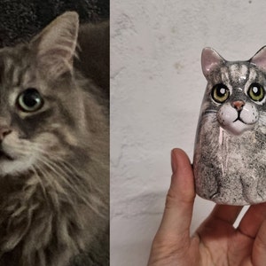 Personalized Cat Portrait from Photo, Custom Pets Painting, Chinchilla Art Sculpture, Statue, Ceramic Figurine, Cat Mom Gift, Pet Loss Gift