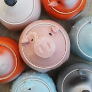 Pink Pig Cookie Jar Storage Bowl With Lid, Ceramic Pigs, Pottery Canister Coffee Tea Sugar, Symbol 2019 Kitchen Decor Ideas