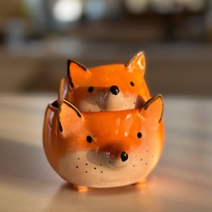 Fuchs Keramik Übertopf | Handgemachter Keramik Sukkulenten Topf, Housewarming Geschenk