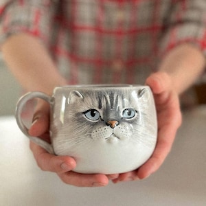 Personalisierte Katze Portrait Keramik Tasse: Personalisierte Keramik Haustier-Liebhaber-Geschenk