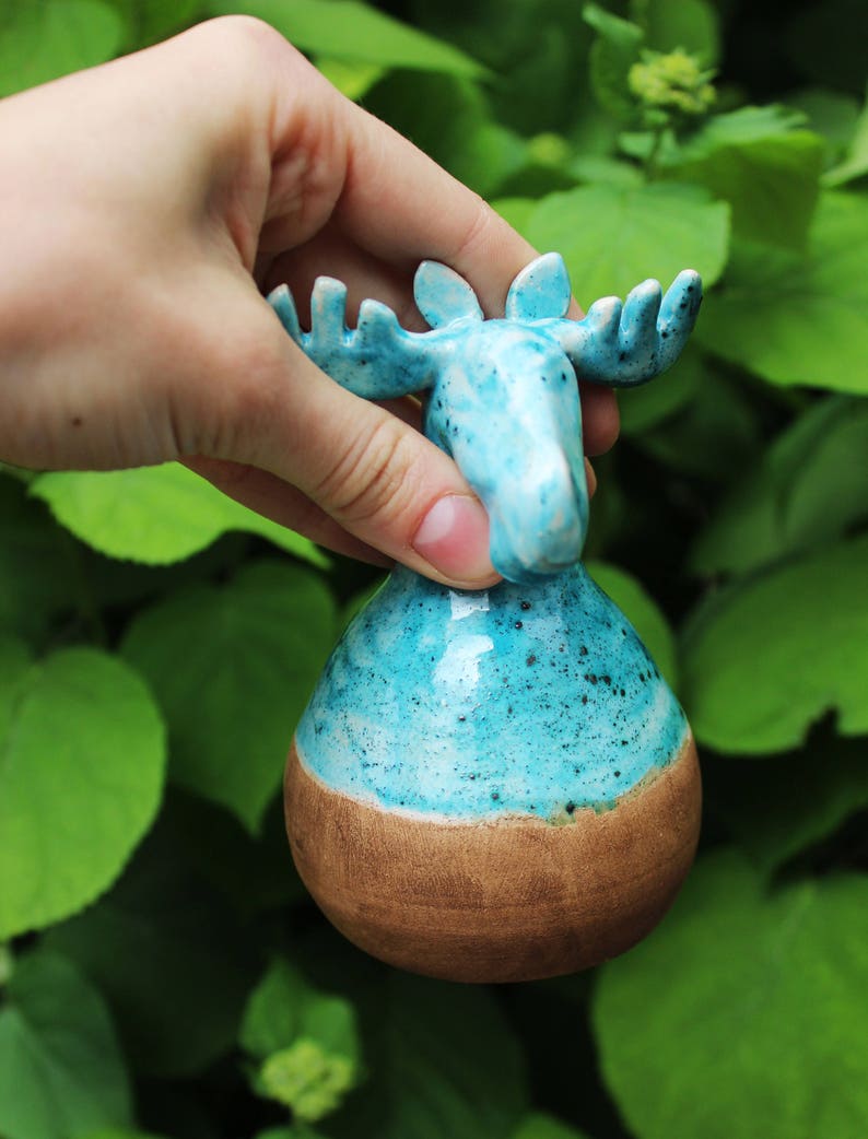 Elk Ceramic Figurine Small Moose Sculpture Stoneware Pottery Etsy