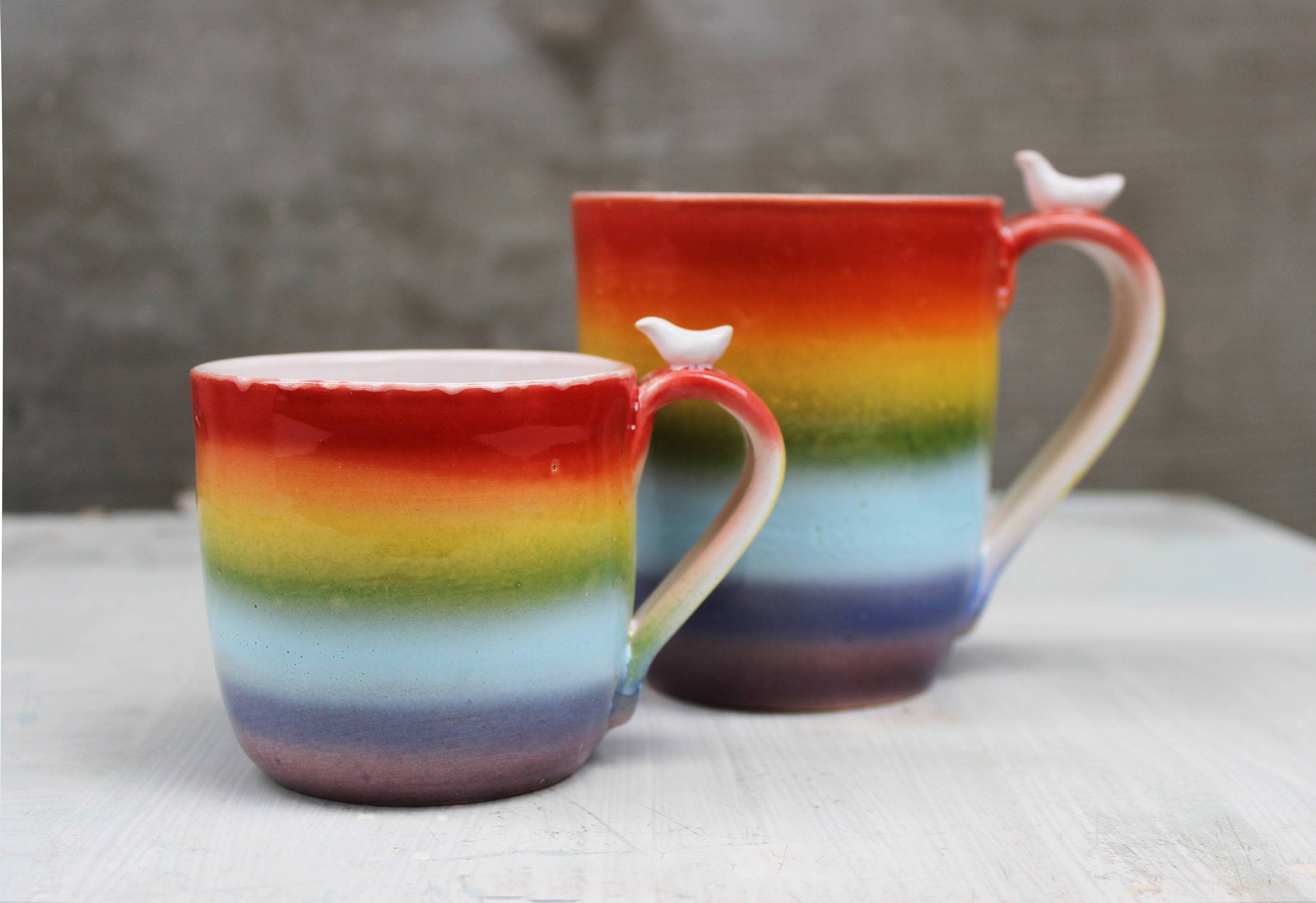 Stoneware Rainbow Set of 6 Espresso Mugs